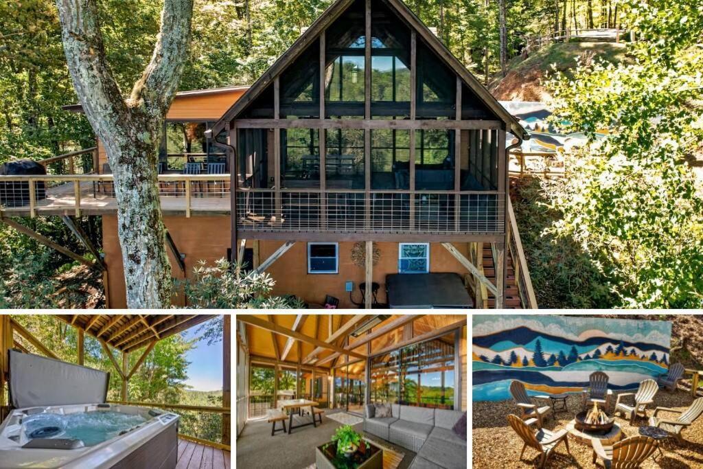 Treehouse Cabin With Mountain, River Views And Arcades Blue Ridge Exterior photo